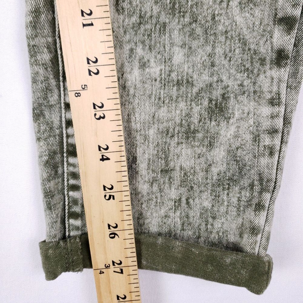 Almost‎ Famous Acid Wash Paperbag Waist Jeans Women M Green Tapered Grunge Y2K - Picture 5 of 10